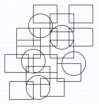 Image One - multiple overlapped squares and circles