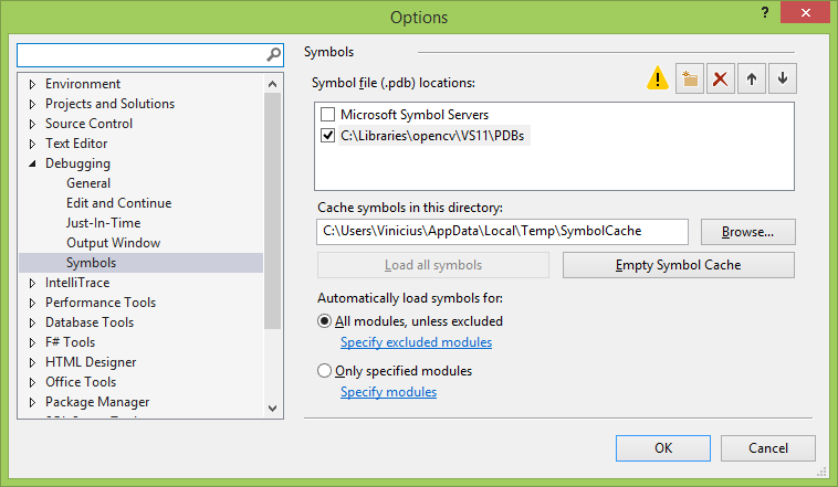 Why Visual Studio Can t Find PDBs Referenced OpenCV Q A Forum