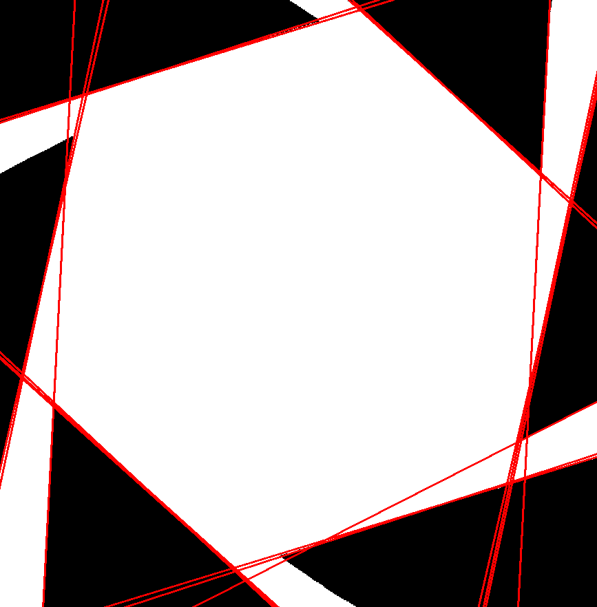 Standard HoughLine Detection with extrapolated lines